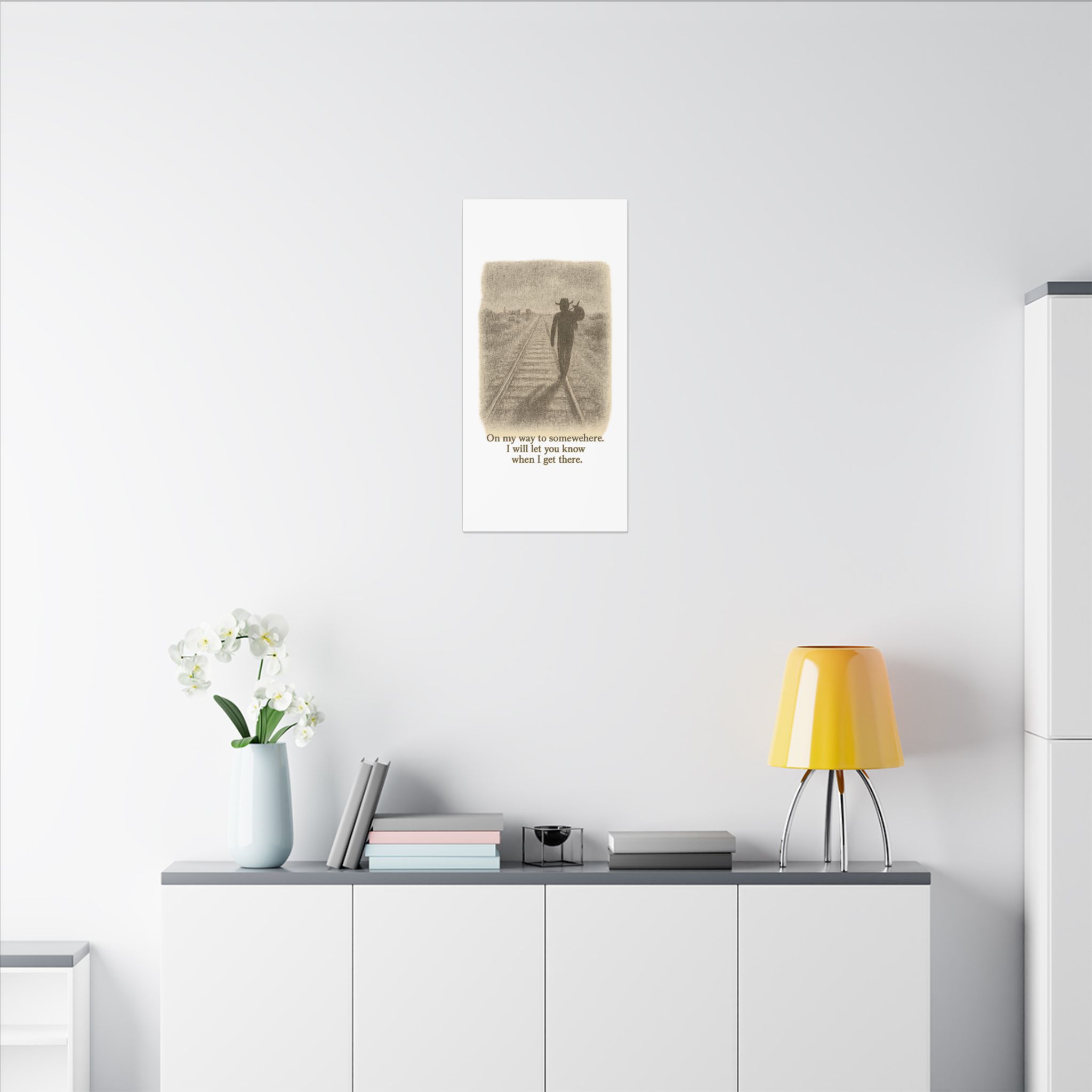 Vintage Railroad Silhouette Matte Canvas Wall Art — Lone Walker on Tracks - Image 25