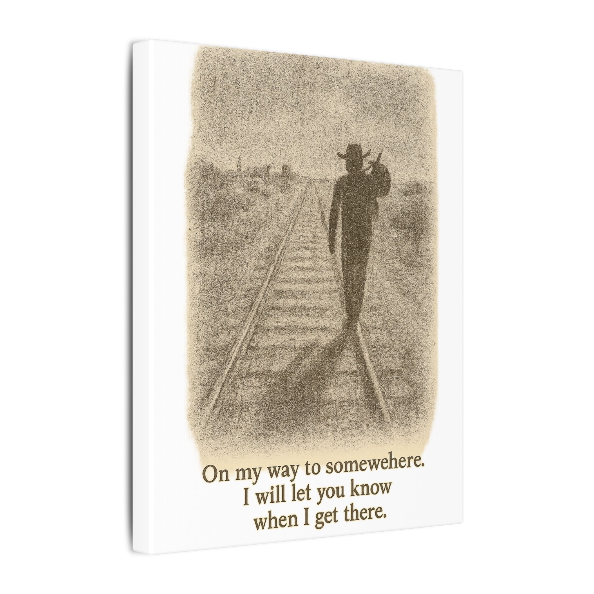 Vintage Railroad Silhouette Matte Canvas Wall Art — Lone Walker on Tracks - Image 16