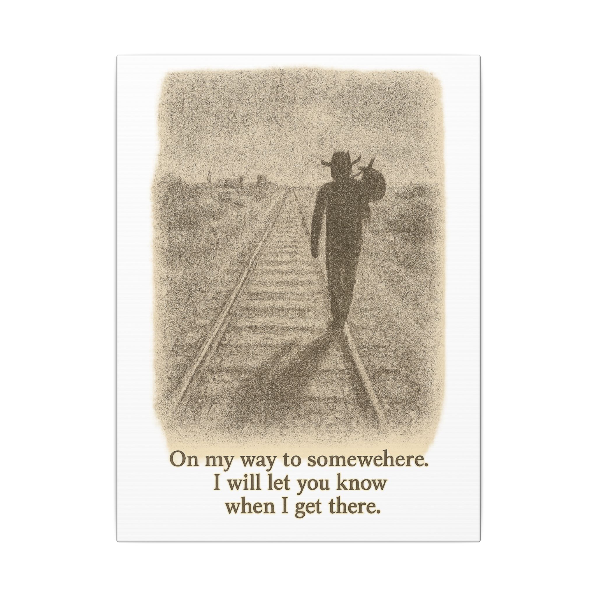 Vintage Railroad Silhouette Matte Canvas Wall Art — Lone Walker on Tracks - Image 9