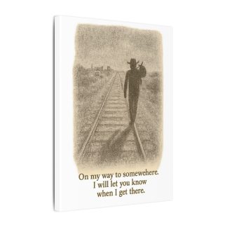 Vintage Railroad Silhouette Matte Canvas Wall Art — Lone Walker on Tracks