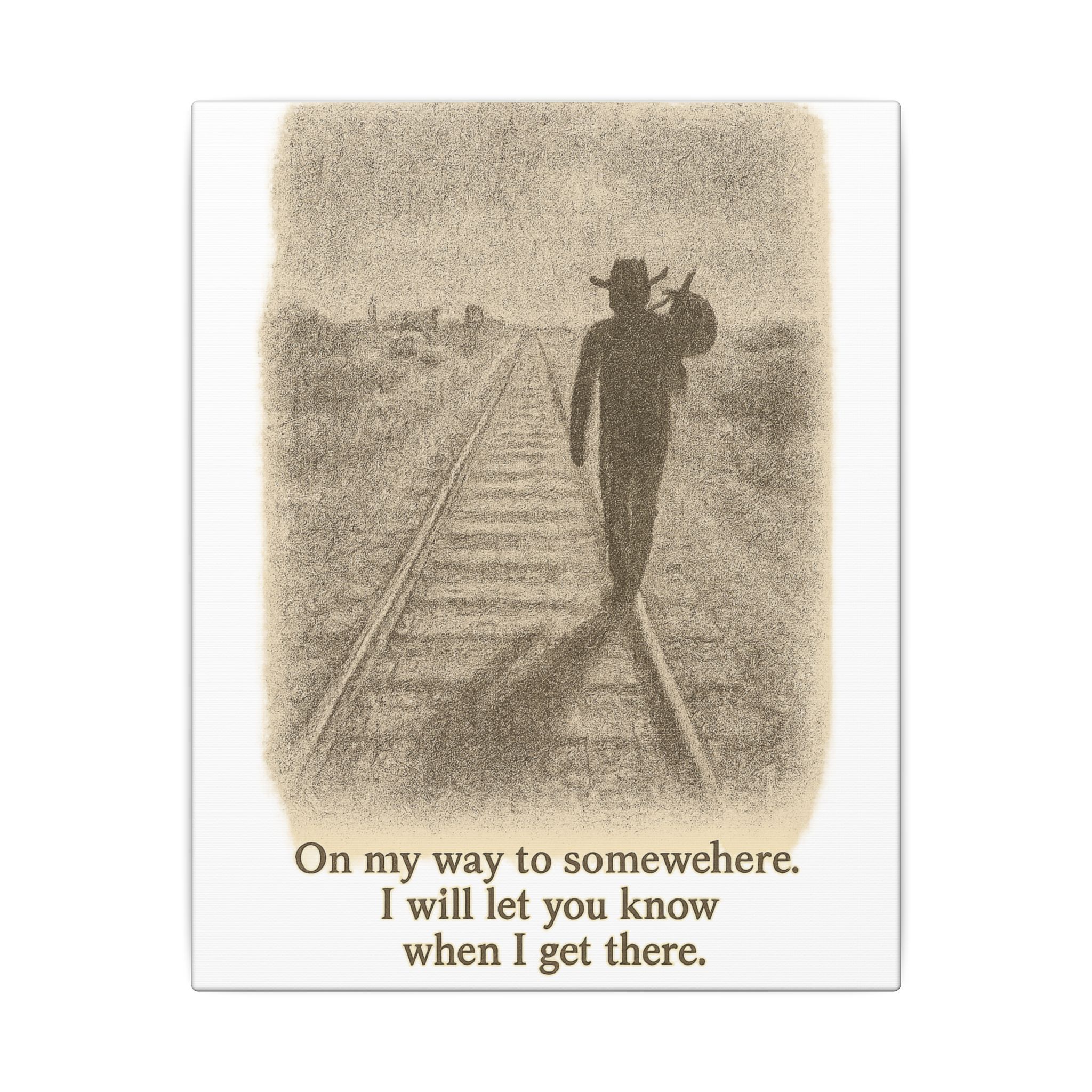 Vintage Railroad Silhouette Matte Canvas Wall Art — Lone Walker on Tracks - Image 19