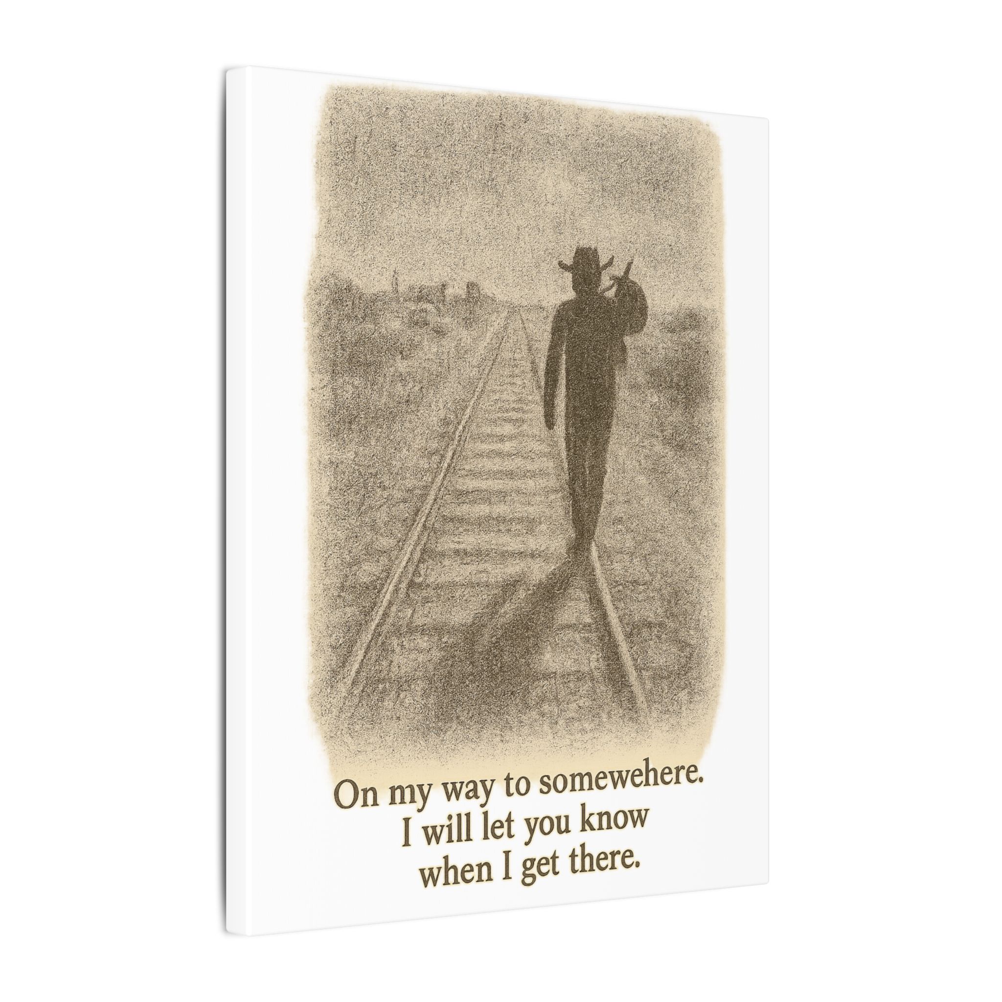 Vintage Railroad Silhouette Matte Canvas Wall Art — Lone Walker on Tracks - Image 6