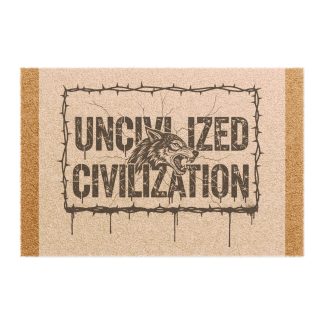Uncivilized Civilization Doormat — Rustic Barbed Wire Lion Welcome Mat