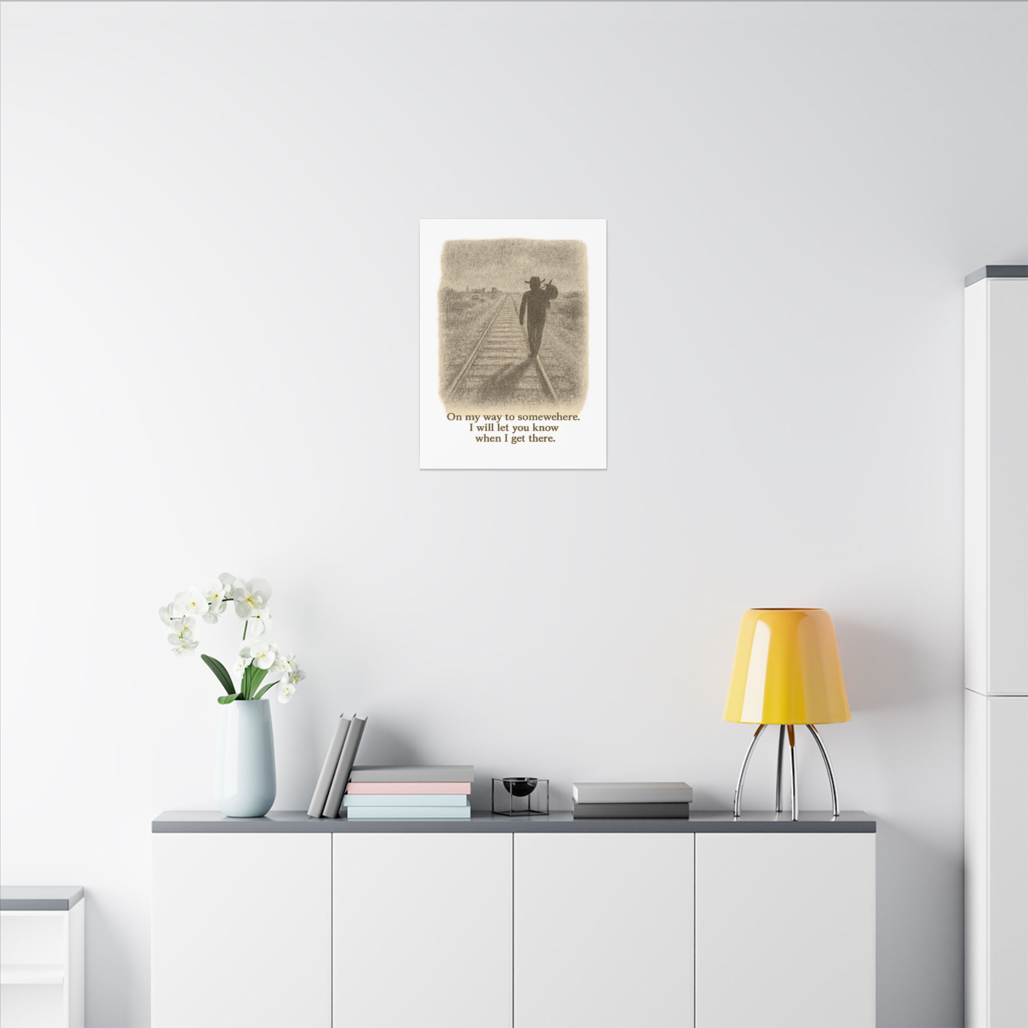 Vintage Railroad Silhouette Matte Canvas Wall Art — Lone Walker on Tracks - Image 22