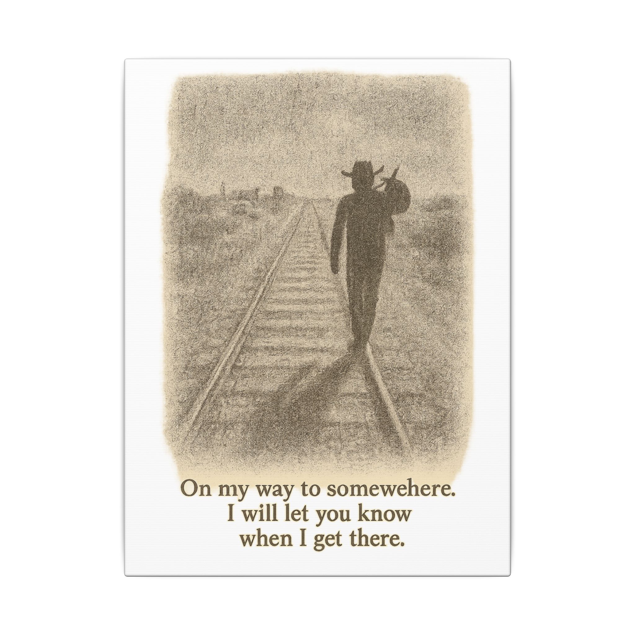 Vintage Railroad Silhouette Matte Canvas Wall Art — Lone Walker on Tracks - Image 4