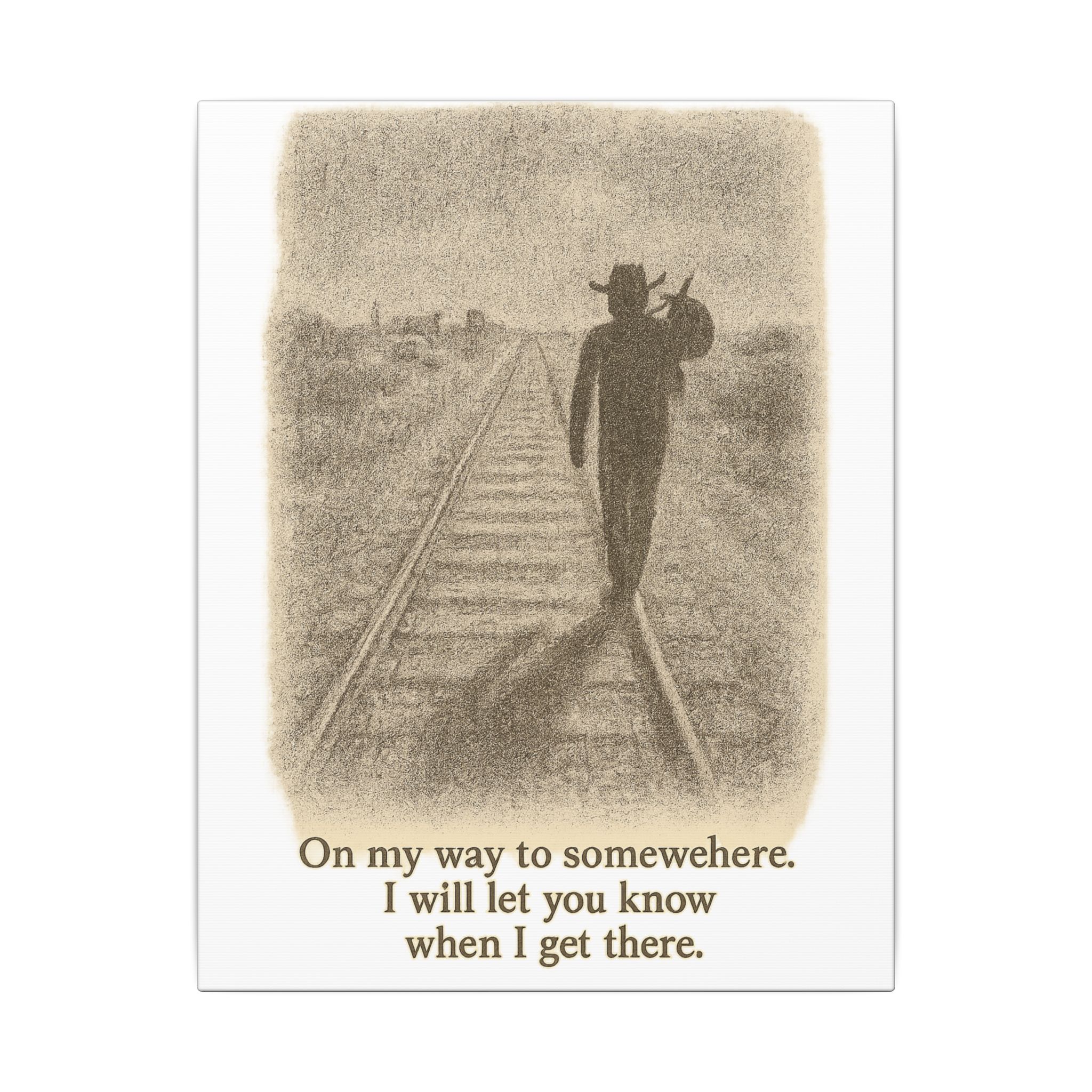 Vintage Railroad Silhouette Matte Canvas Wall Art — Lone Walker on Tracks - Image 5
