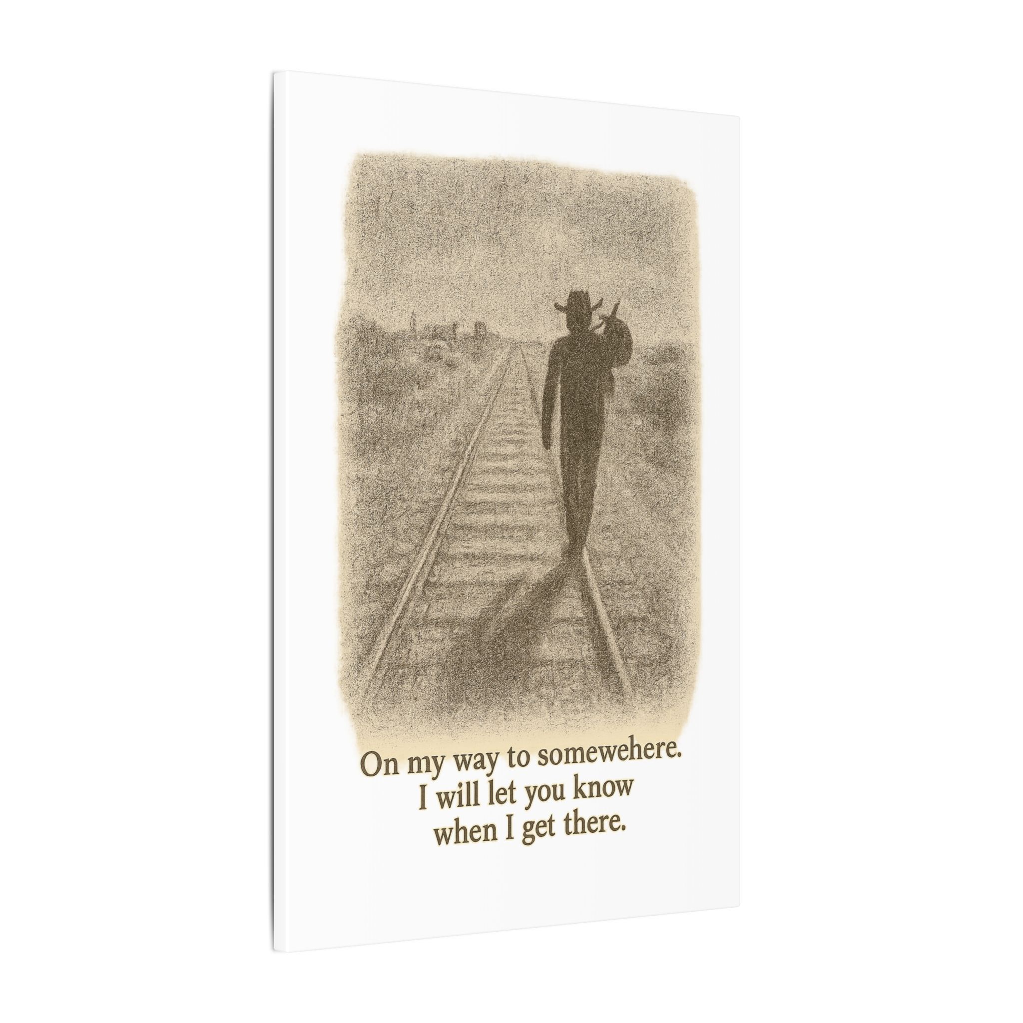 Vintage Railroad Silhouette Matte Canvas Wall Art — Lone Walker on Tracks - Image 20