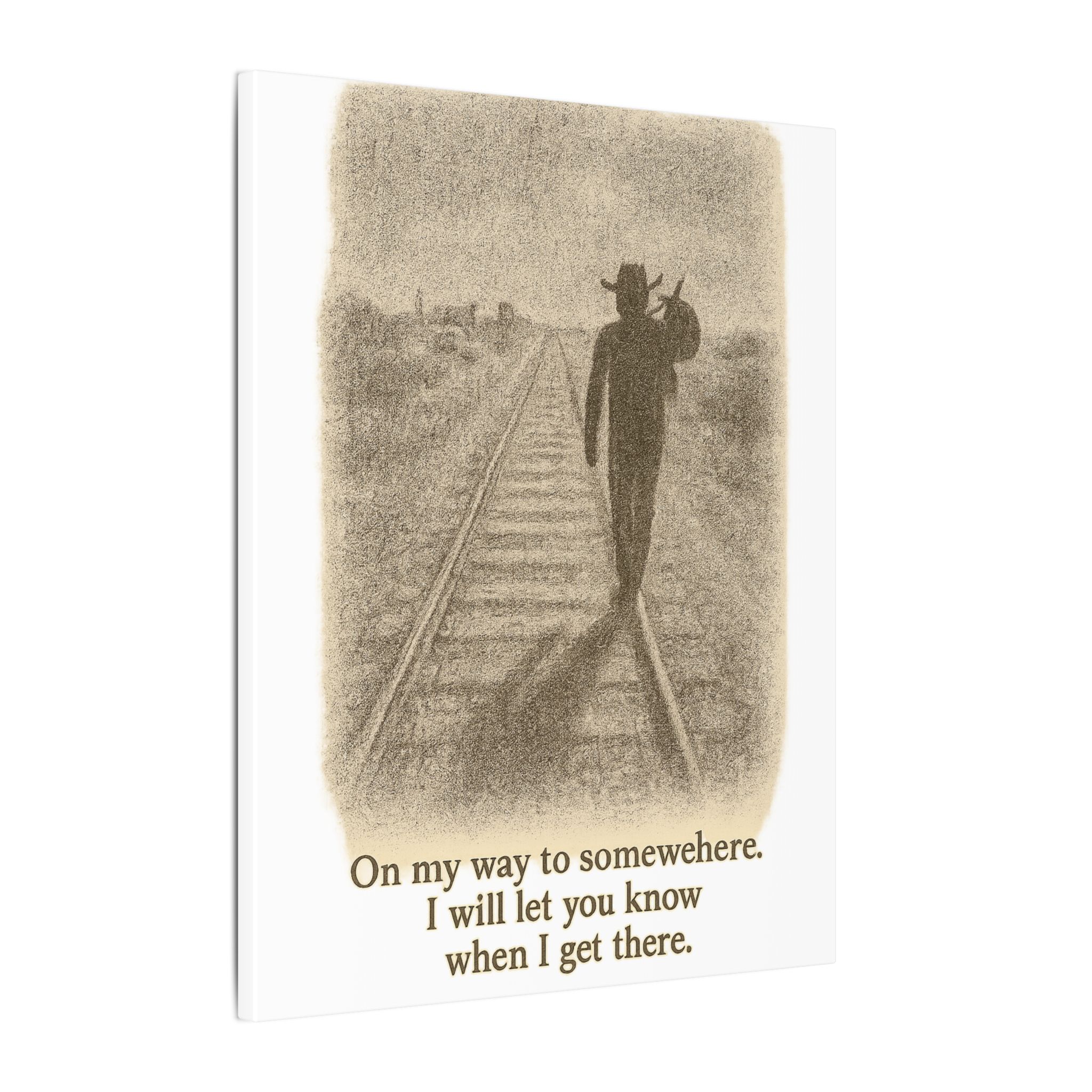 Vintage Railroad Silhouette Matte Canvas Wall Art — Lone Walker on Tracks - Image 13